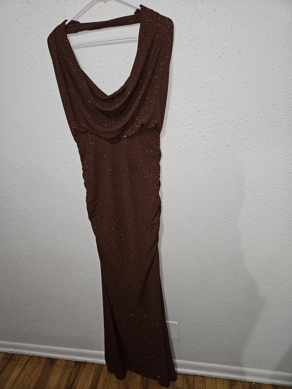 Windsor Brown Sparkle Cowl Neck Maxi Dress